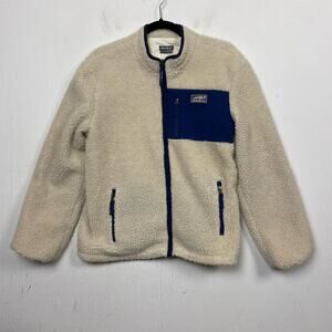 Eddie Bauer Kids Jacket Size XL 16 Cream Sherpa Fleece Full Zip Warm Winter